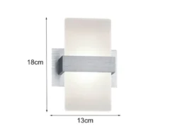 Stylische LED Wandleuchte PLATON mit Schalter, Aluminium gebürstet, Höhe 18cm
