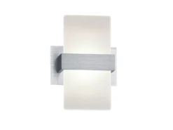 Stylische LED Wandleuchte PLATON mit Schalter, Aluminium gebürstet, Höhe 18cm
