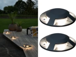 Terrassen- Bodenaufbaustrahler mit 4 LEDs ALU anthrazit Ø20cm, IP65