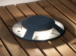 Terrassen- Bodenaufbaustrahler mit 4 LEDs ALU anthrazit Ø20cm, IP65