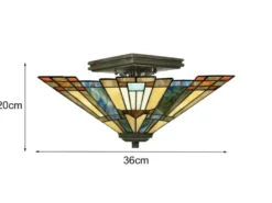 Tiffany Deckenleuchte INGLENOOK Bunt, mit E27 Fassung Ø 36cm