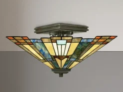 Tiffany Deckenleuchte INGLENOOK Bunt, mit E27 Fassung Ø 36cm