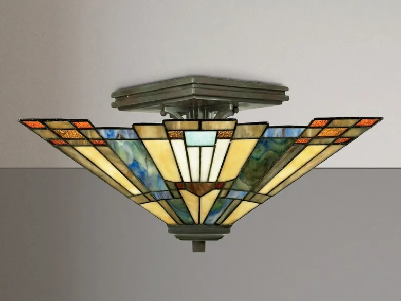 Tiffany Deckenleuchte INGLENOOK Bunt, mit E27 Fassung Ø 36cm