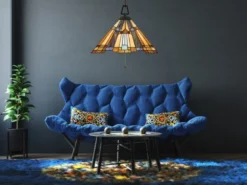 Tiffany Pendelleuchte INGLENOOK E27 Lampenschirm Bunt Ø 43cm