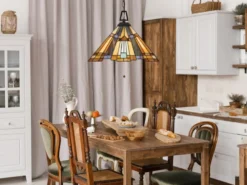 Tiffany Pendelleuchte INGLENOOK E27 Lampenschirm Bunt Ø 43cm