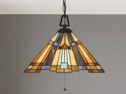 Tiffany Pendelleuchte INGLENOOK E27 Lampenschirm Bunt Ø 43cm