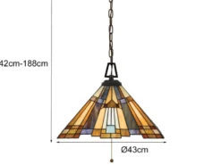 Tiffany Pendelleuchte INGLENOOK E27 Lampenschirm Bunt Ø 43cm