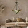 Tiffany Pendelleuchte INGLENOOK E27 Lampenschirm Bunt Ø 44,5cm