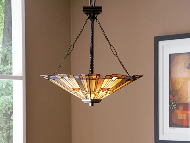 Tiffany Pendelleuchte mit E27 LED, Lampenschirm Bunt Ø 44,5 cm