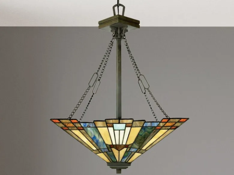Tiffany Pendelleuchte mit E27 LED, Lampenschirm Bunt Ø 44,5 cm