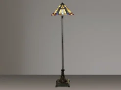 Tiffany Stehlampe Lampenschirm Bunt mit Zugschalter & E27 LED, Höhe 158cm