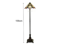 Tiffany Stehlampe Lampenschirm Bunt mit Zugschalter & E27 LED, Höhe 158cm