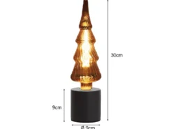 Tischlampe Beton Schwarz mit Deko LED Tannenbaum, Höhe 9cm