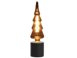 Tischlampe Beton Schwarz mit Deko LED Tannenbaum, Höhe 9cm