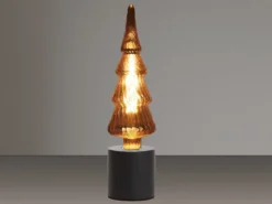 Tischlampe Beton Schwarz mit Deko LED Tannenbaum, Höhe 9cm