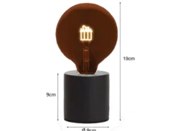 Tischlampe Beton Schwarz mit Deko LED Glühbirne Geschenk, Höhe 9cm