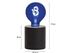 Tischlampe Beton Schwarz mit Deko LED Glühbirne Schneemann, Höhe 9cm