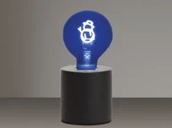 Tischlampe Beton Schwarz mit Deko LED Glühbirne Schneemann, Höhe 9cm
