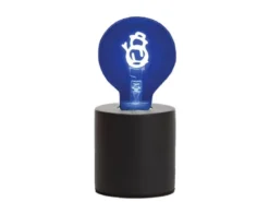 Tischlampe Beton Schwarz mit Deko LED Glühbirne Schneemann, Höhe 9cm