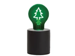 Tischlampe Beton Schwarz mit Deko LED Glühbirne Tannenbaum, Höhe 9cm