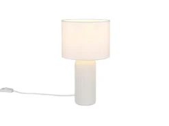 Tischlampe BLAIR mit Keramikfuß & Stoff Lampenschirm Weiß, Höhe 36cm