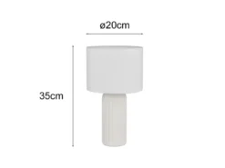 Tischlampe BLAIR mit Keramikfuß & Stoff Lampenschirm Weiß, Höhe 36cm