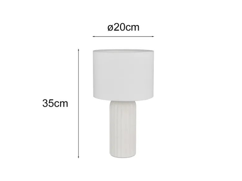 Tischlampe BLAIR mit Keramikfuß & Stoff Lampenschirm Weiß, Höhe 36cm