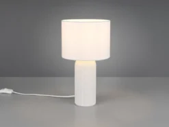 Tischlampe BLAIR mit Keramikfuß & Stoff Lampenschirm Weiß, Höhe 36cm