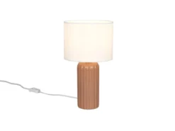 Tischlampe BLAIR mit Keramikfuß Mocca & Stoffschirm Beige, Höhe 36cm