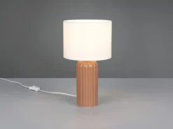 Tischlampe BLAIR mit Keramikfuß Mocca & Stoffschirm Beige, Höhe 36cm