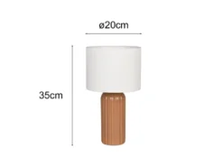 Tischlampe BLAIR mit Keramikfuß Mocca & Stoffschirm Beige, Höhe 36cm