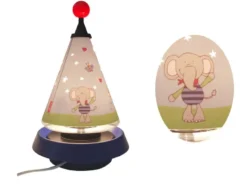 Tischlampe Carrousel LOLO LOMBARDO projiziert Mond und Sterne ins Kinderzimmer