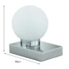 Tischlampe DAVI II mit Glaskugel & Touchfunktion, Fuß Silber, Höhe 15cm
