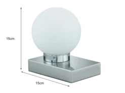 Tischlampe DAVI II mit Glaskugel & Touchfunktion, Fuß Silber, Höhe 15cm