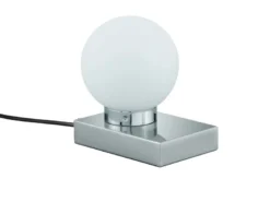 Tischlampe DAVI II mit Glaskugel & Touchfunktion, Fuß Silber, Höhe 15cm