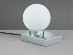 Tischlampe DAVI II mit Glaskugel & Touchfunktion, Fuß Silber, Höhe 15cm