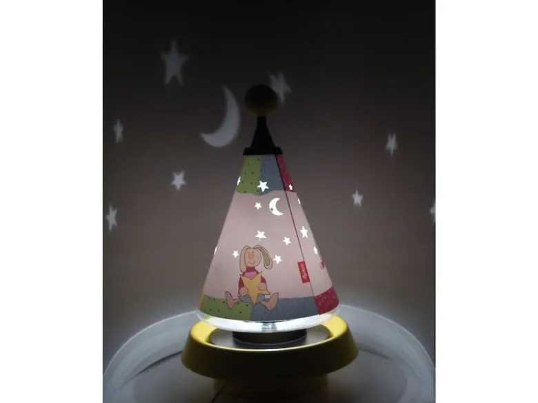 Tischlampe Kinderzimmer Carrousel projiziert Mond und Sterne ins Kinderzimmer