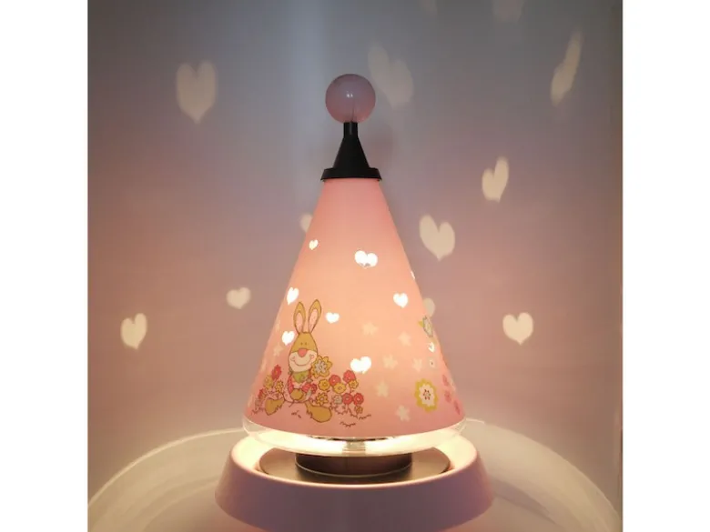 Tischlampe Kinderzimmer Carrousel projiziert süsse Herzen ins Kinderzimmer