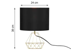 Tischlampe LAUREA mit Gitterkorpus und Stoffschirm Schwarz Gold, Höhe 38cm