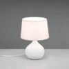 Tischlampe MARTIN mit Keramikfuß Weiß & Stoffschirm Weiß, Höhe 29cm