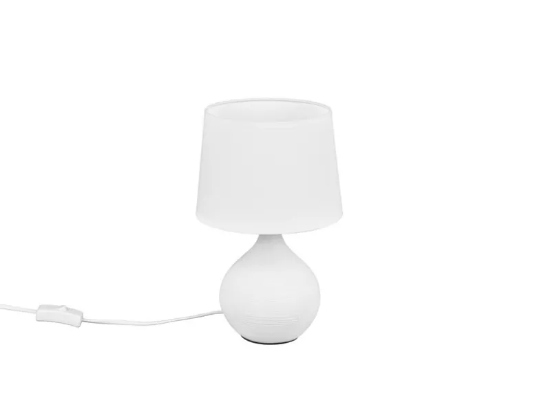 Tischlampe MARTIN mit Keramikfuß Weiß & Stoffschirm Weiß, Höhe 29cm