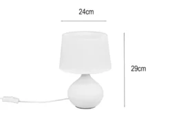 Tischlampe MARTIN mit Keramikfuß Weiß & Stoffschirm Weiß, Höhe 29cm