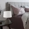 Tischlampe MARTIN mit Keramikfuß Braun & Stoffschirm Beige, Höhe 29cm
