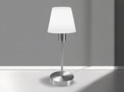 Tischlampe MATHA mit Touch Dimmer & E14 Glas Lampenschirm Weiß, Höhe 32cm