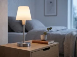 Tischlampe MATHA mit Touch Dimmer & E14 Glas Lampenschirm Weiß, Höhe 32cm