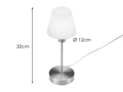 Tischlampe MATHA touch dimmbar mit Glasschirm Weiß & E14 LED, Höhe 32cm