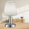 Tischlampe MATS II Stoff Lampenschirm Weiß Touchfunktion EIN/AUS, Höhe 24 cm