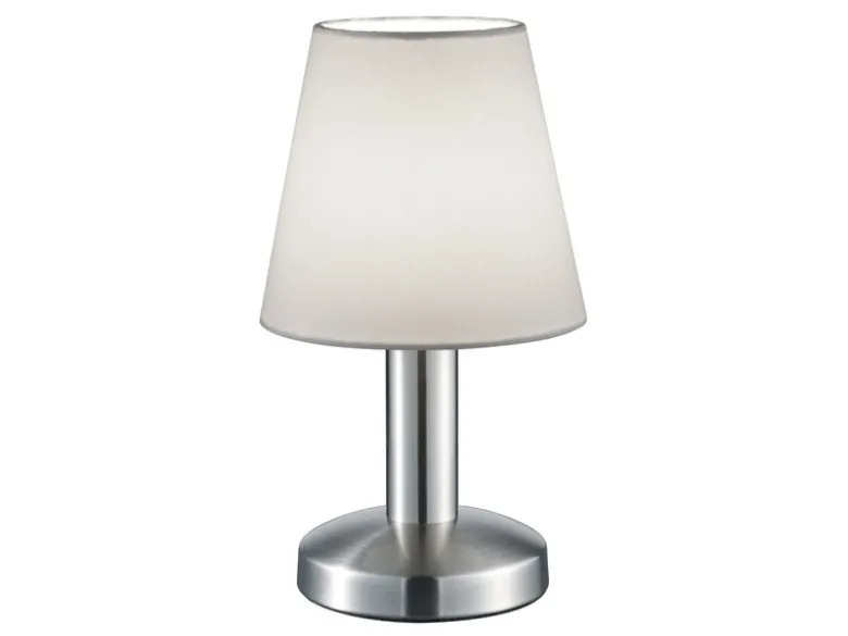 Tischlampe MATS II Stoff Lampenschirm Weiß Touchfunktion EIN/AUS, Höhe 24 cm