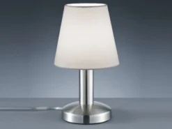 Tischlampe MATS II Stoff Lampenschirm Weiß Touchfunktion EIN/AUS, Höhe 24 cm
