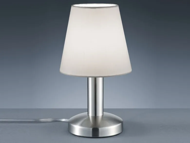 Tischlampe MATS II Stoff Lampenschirm Weiß Touchfunktion EIN/AUS, Höhe 24 cm